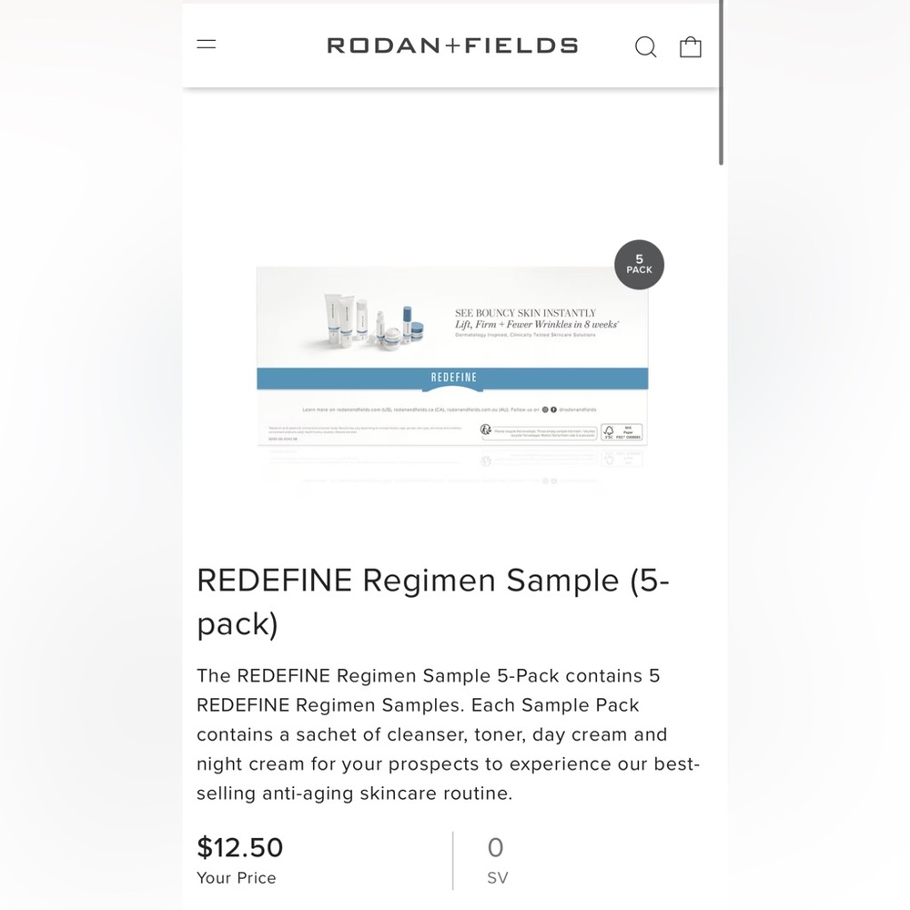 RODAN AND FIELDS REDEFINE Sample Pack